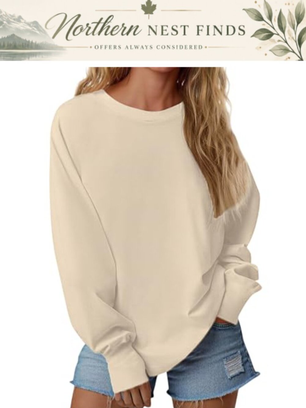 Women's Long Sleeve Crew Neck Pullover Sweatshirt Casual Relaxed Fit Top